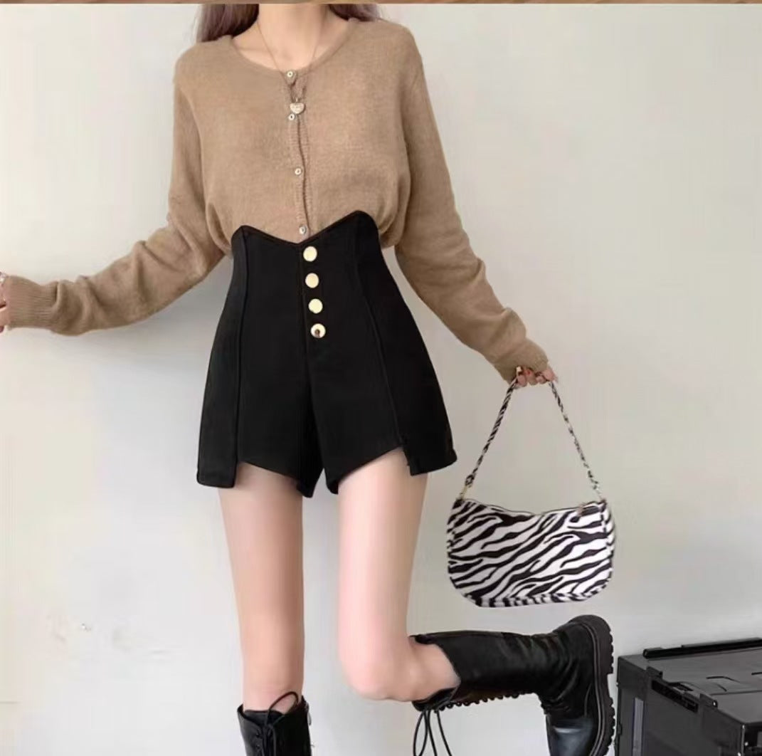 Solid High-Rise Regular Shorts