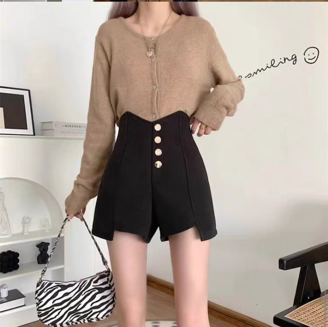 Solid High-Rise Regular Shorts