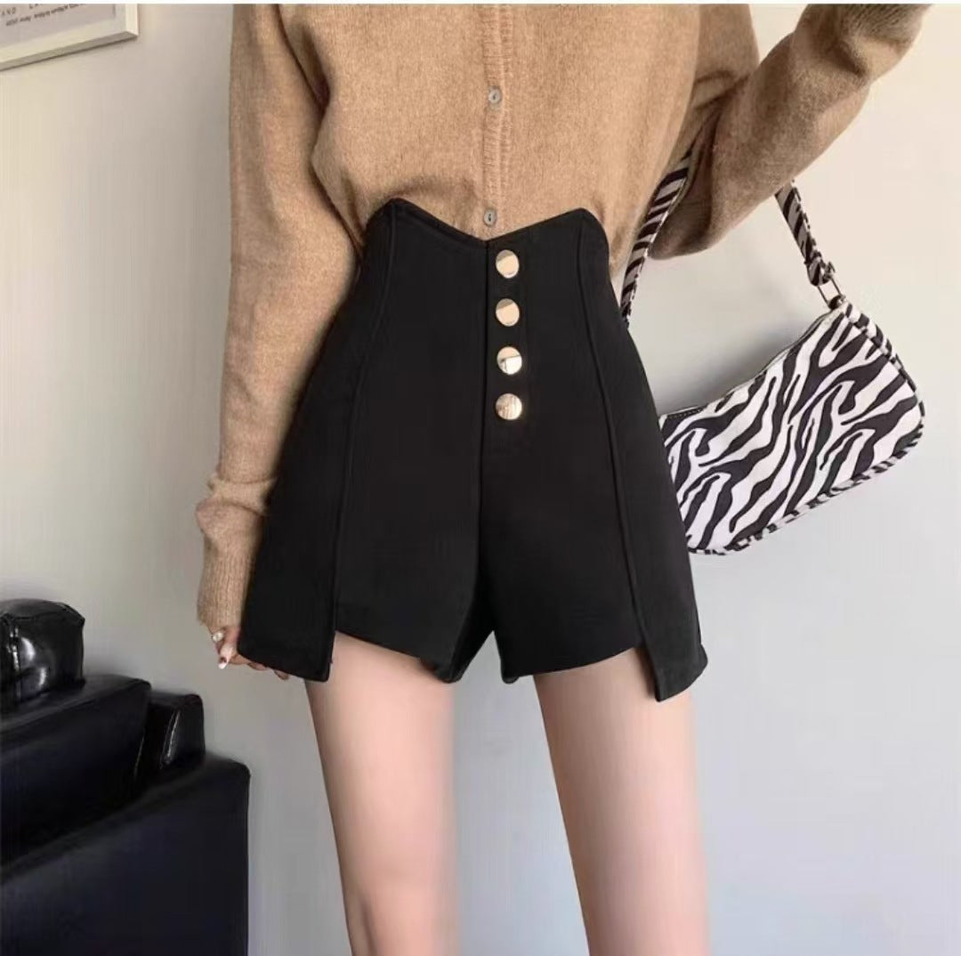 Solid High-Rise Regular Shorts