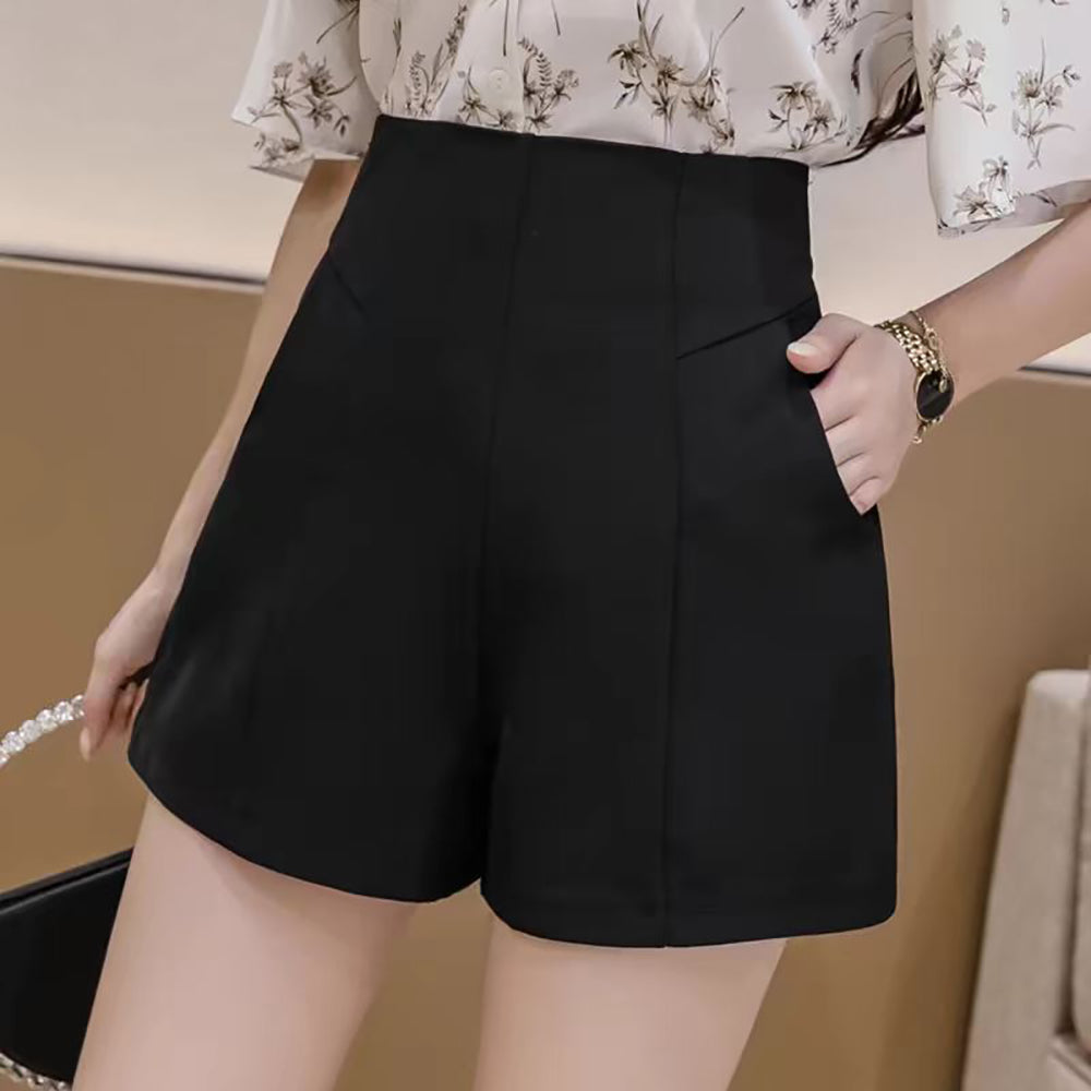 Solid Mid-Rise Hot Pants