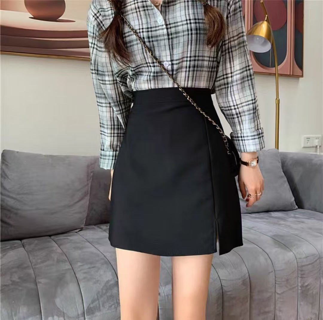 Solid Straight Skirt