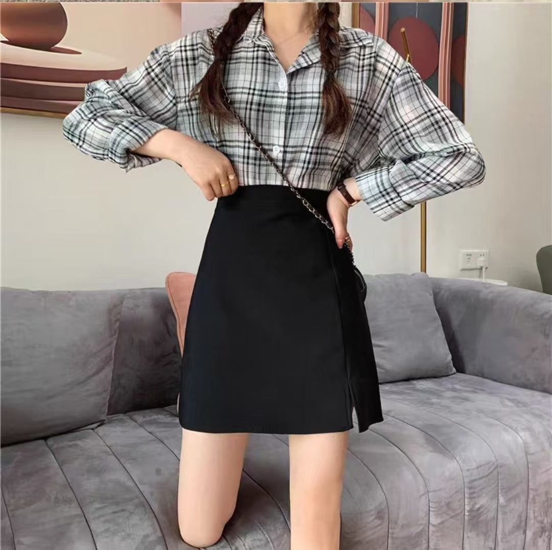 Solid Straight Skirt