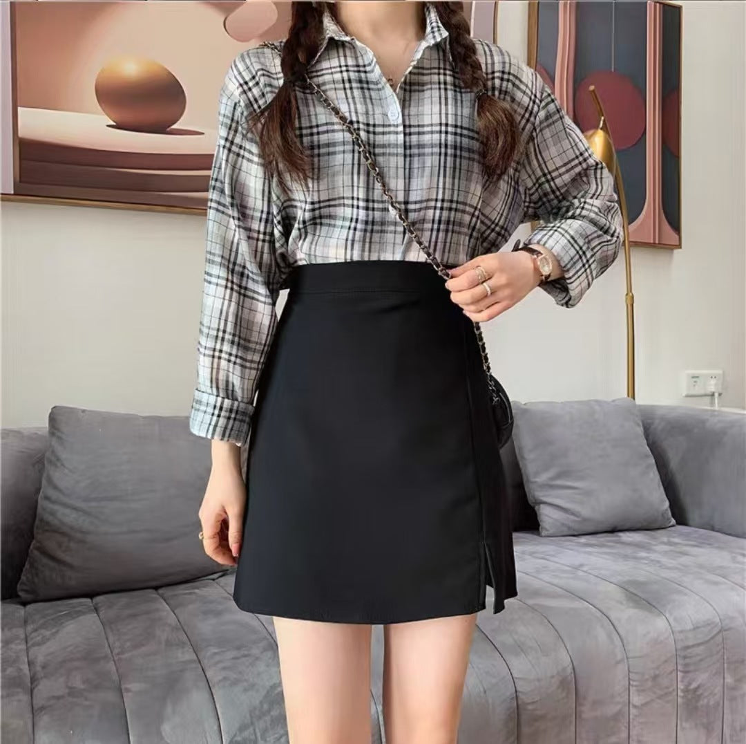 Solid Straight Skirt