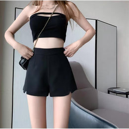 Solid Mid-Rise Hot Pants