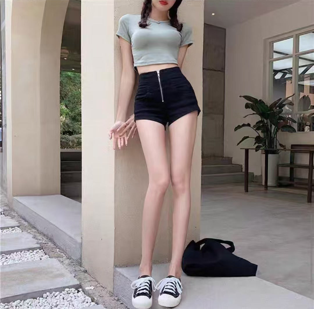 Solid Mid-Rise Hot Pants