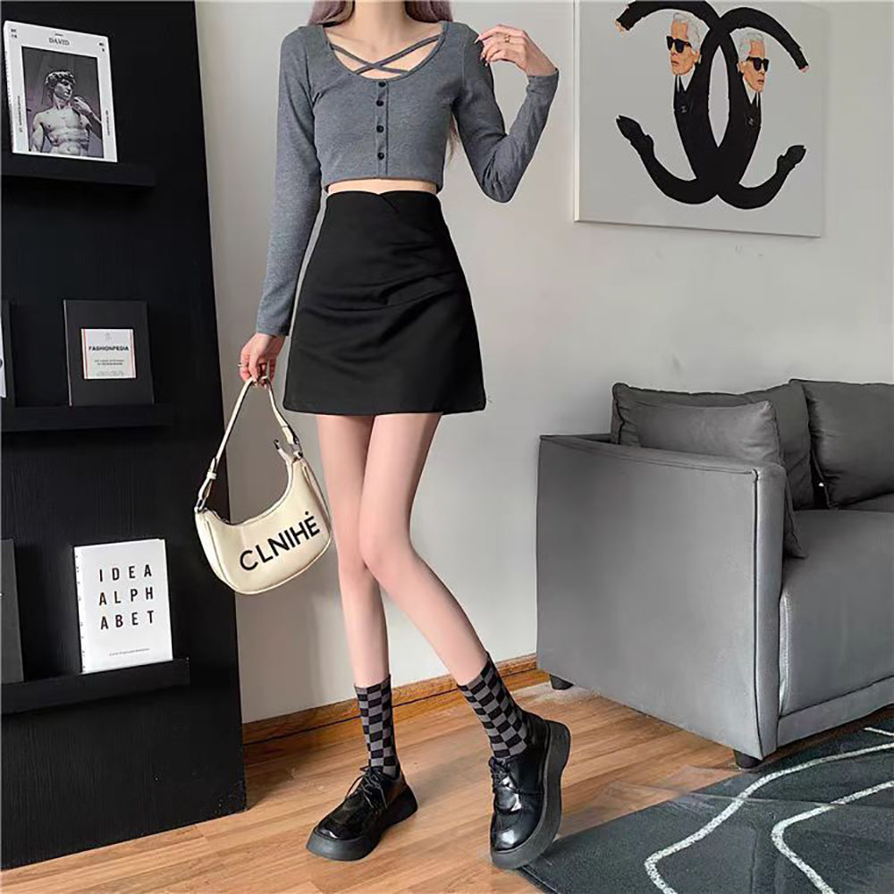 Solid Straight Skirt
