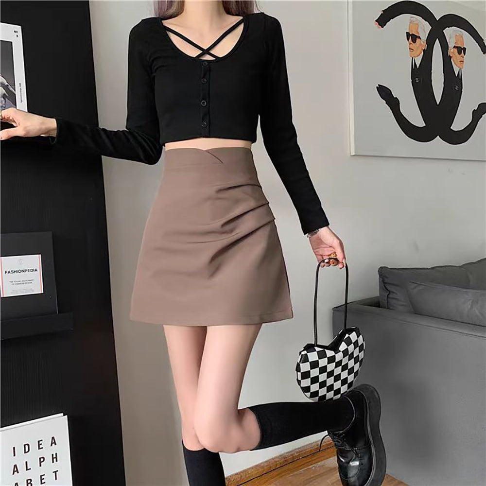 Solid Straight Skirt