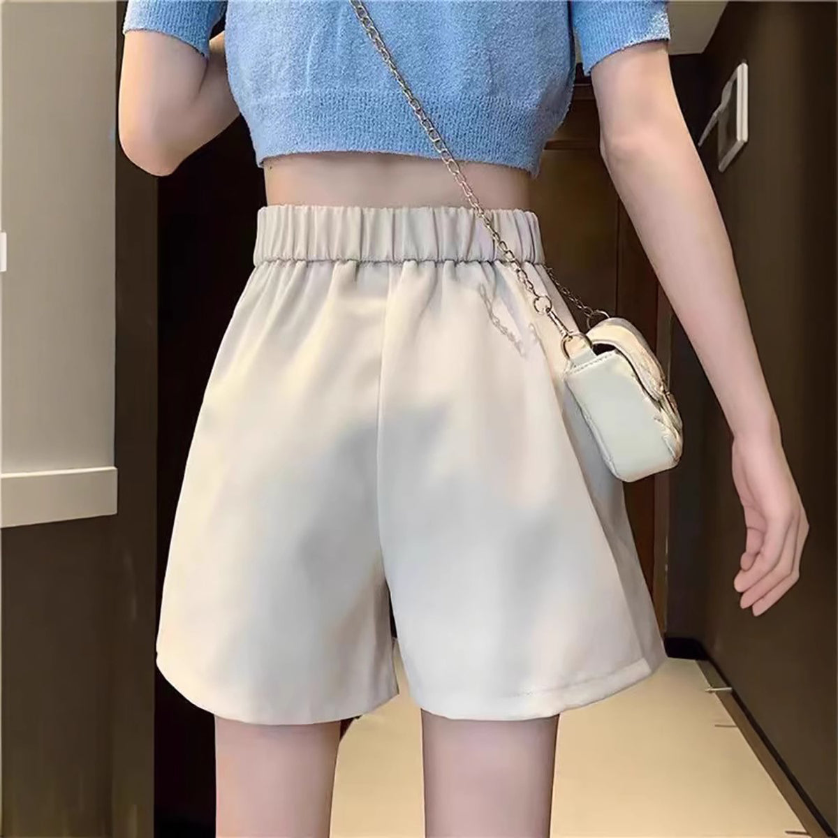 Solid High-Rise Regular Shorts