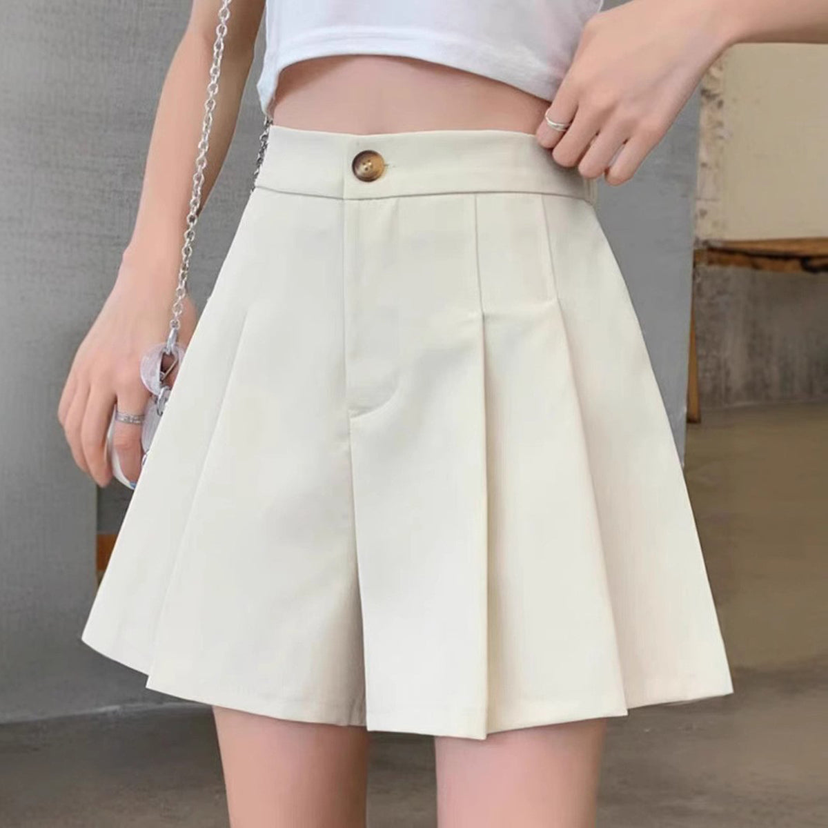Solid High-Rise Regular Shorts