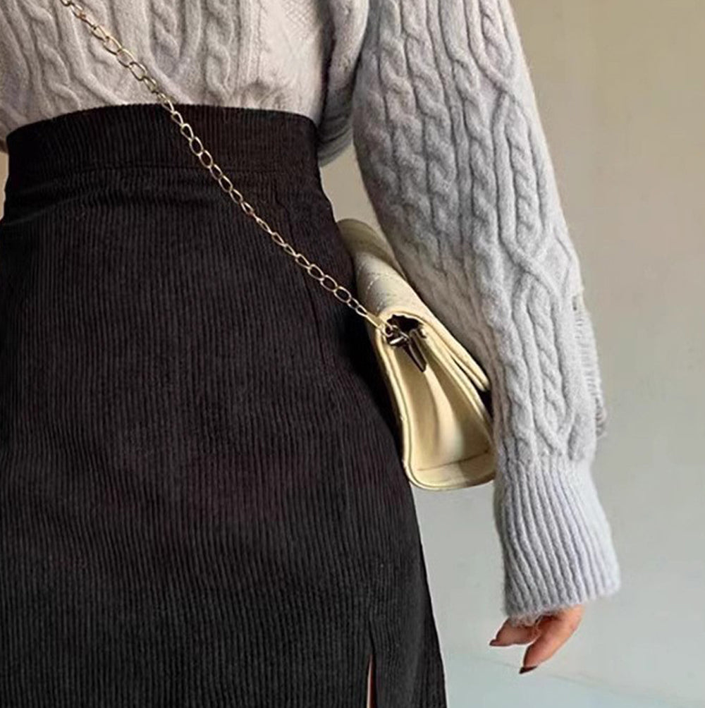 Solid Straight Skirt