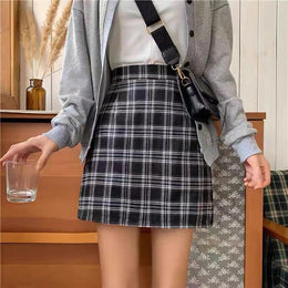 Checked Straight Skirt