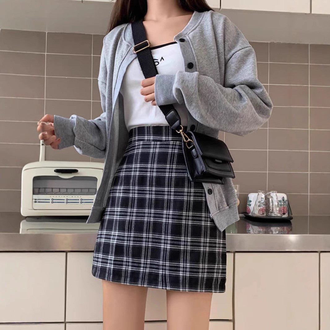 Checked Straight Skirt