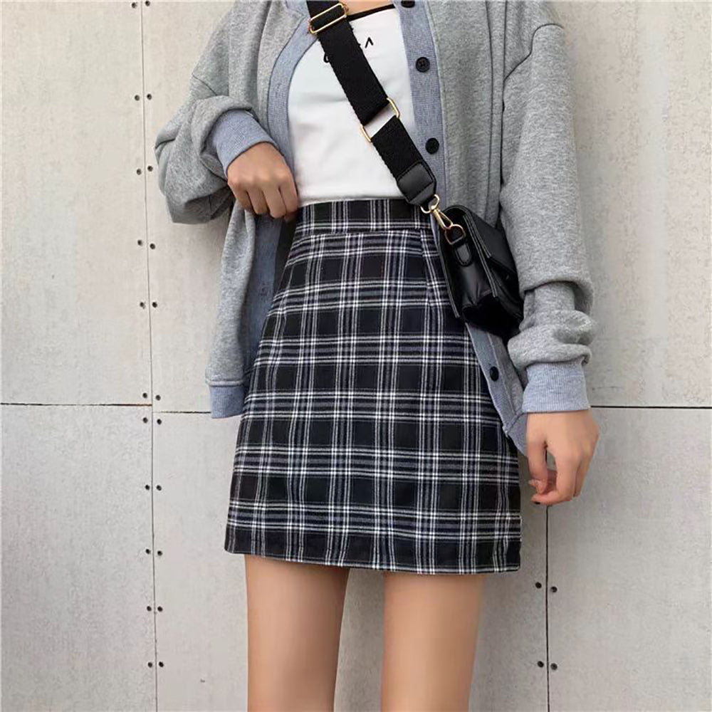 Checked Straight Skirt