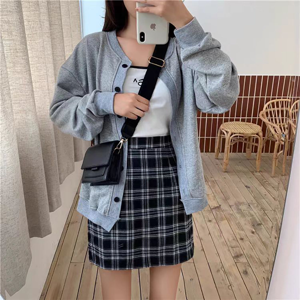 Checked Straight Skirt
