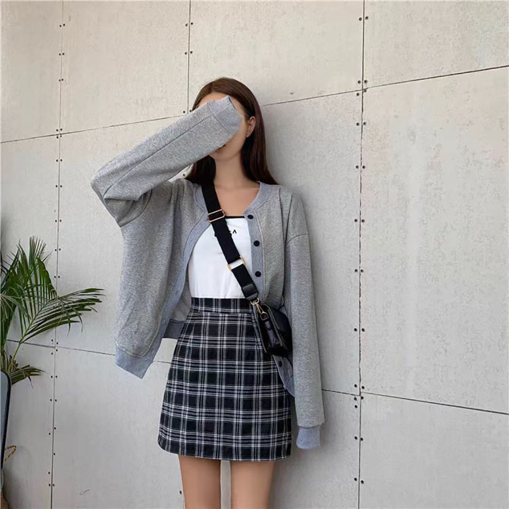 Checked Straight Skirt