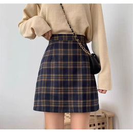 Checked Straight Skirt