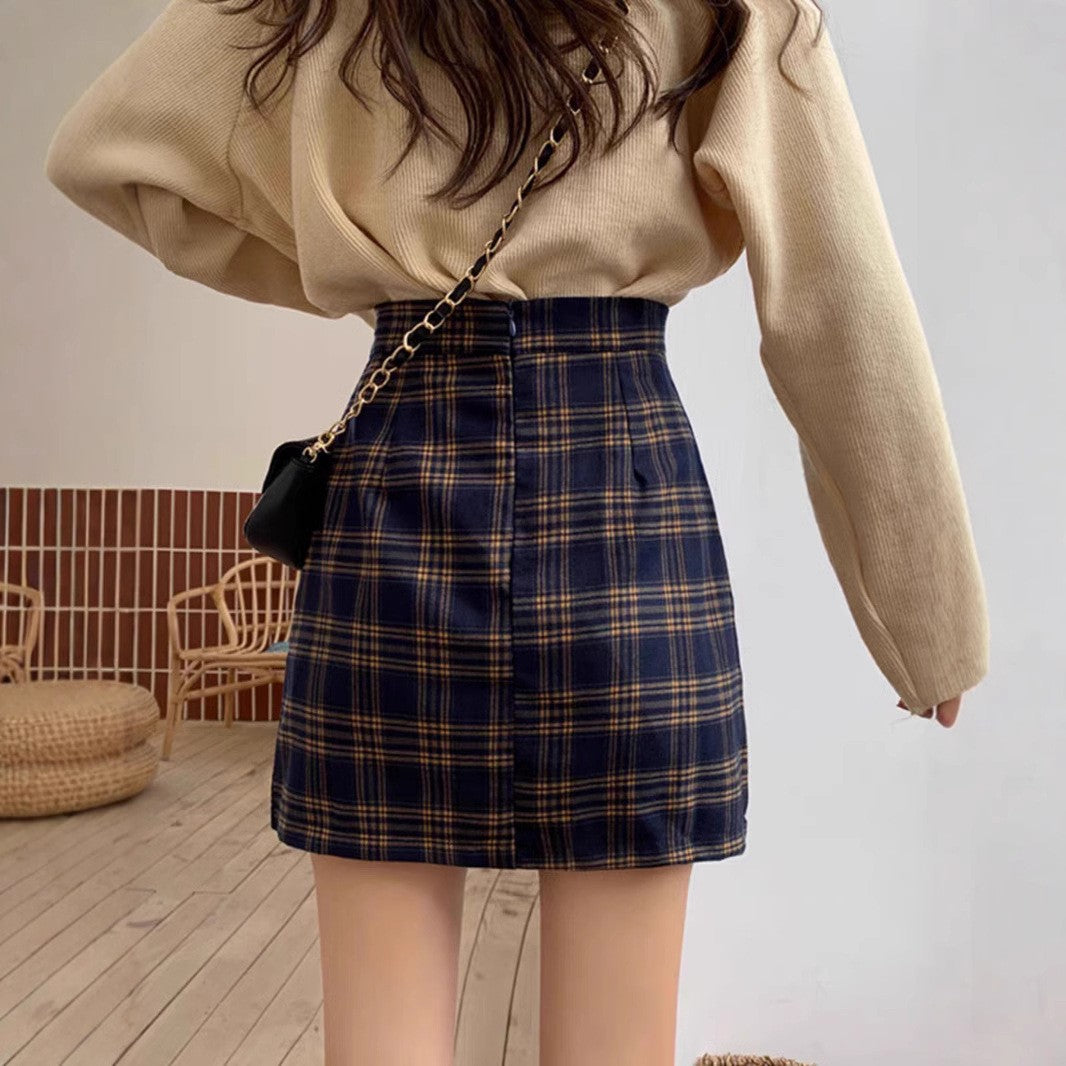 Checked Straight Skirt