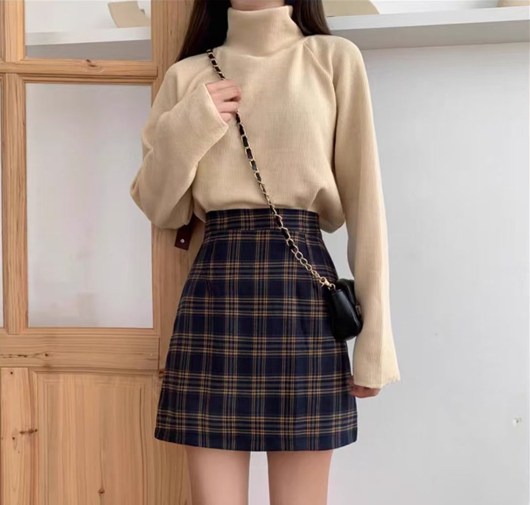 Checked Straight Skirt