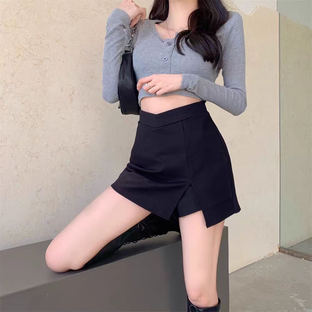 Solid Straight Skirt