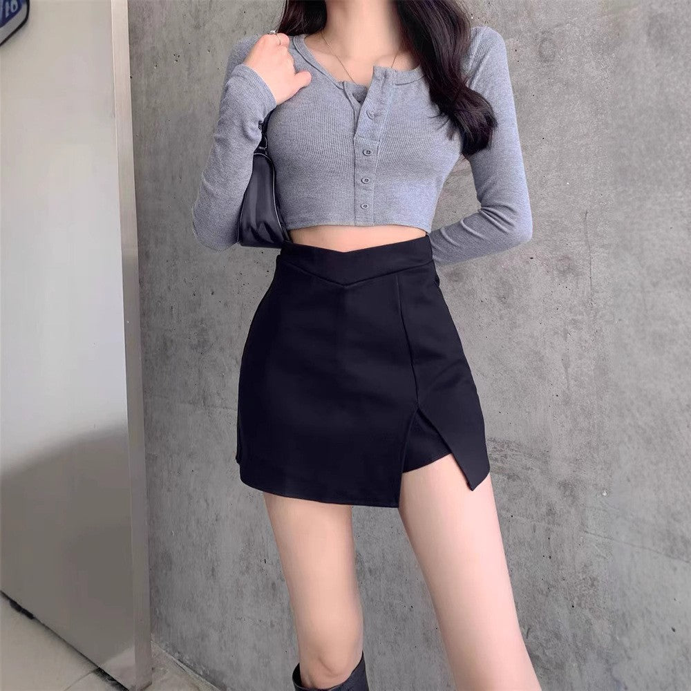 Solid Straight Skirt