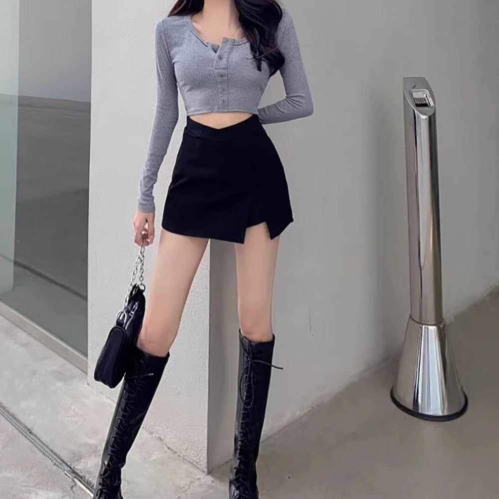 Solid Straight Skirt