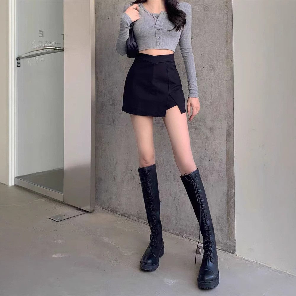 Solid Straight Skirt