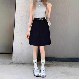 Solid Straight Skirt