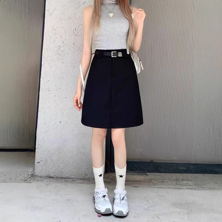 Solid Straight Skirt