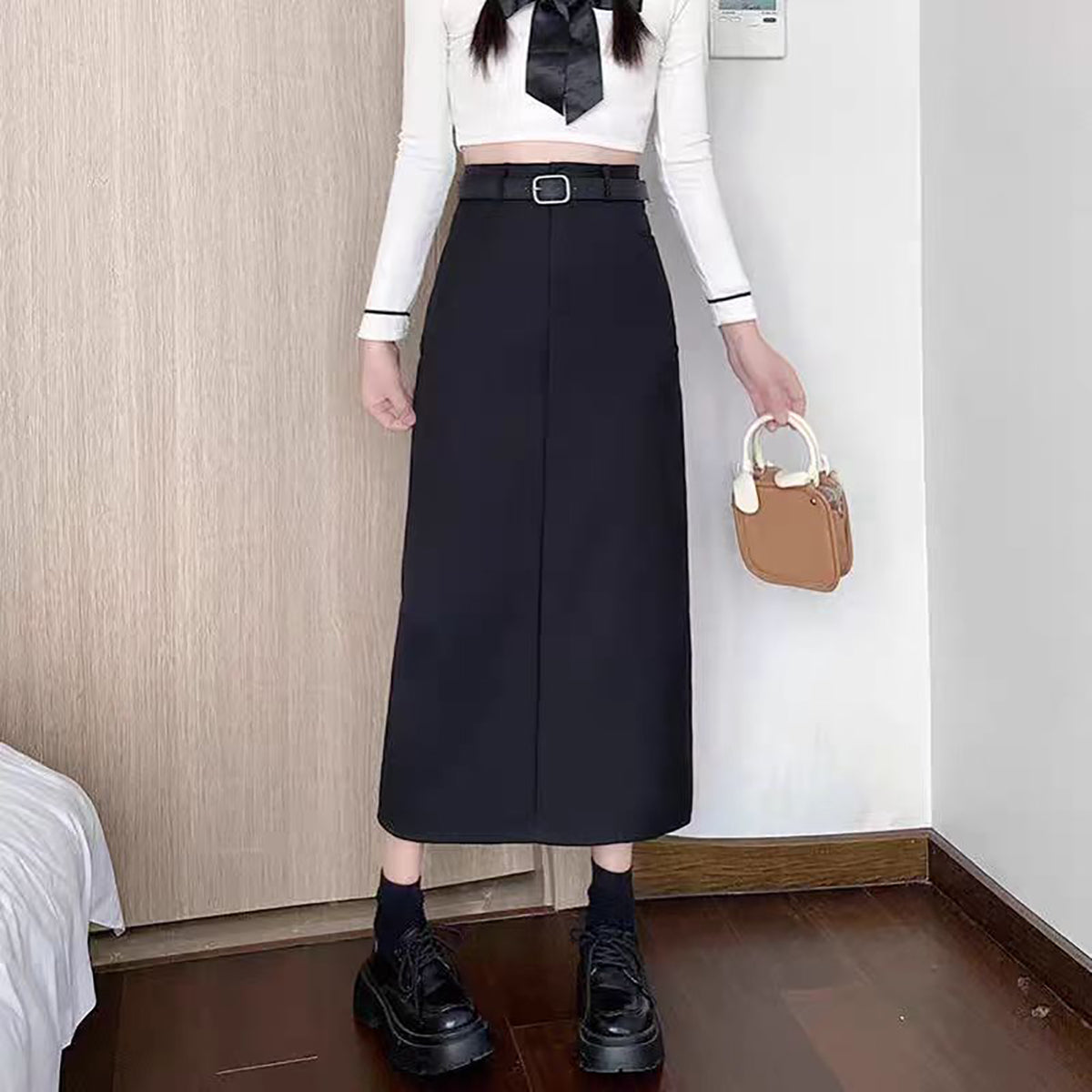 Solid Straight Skirt