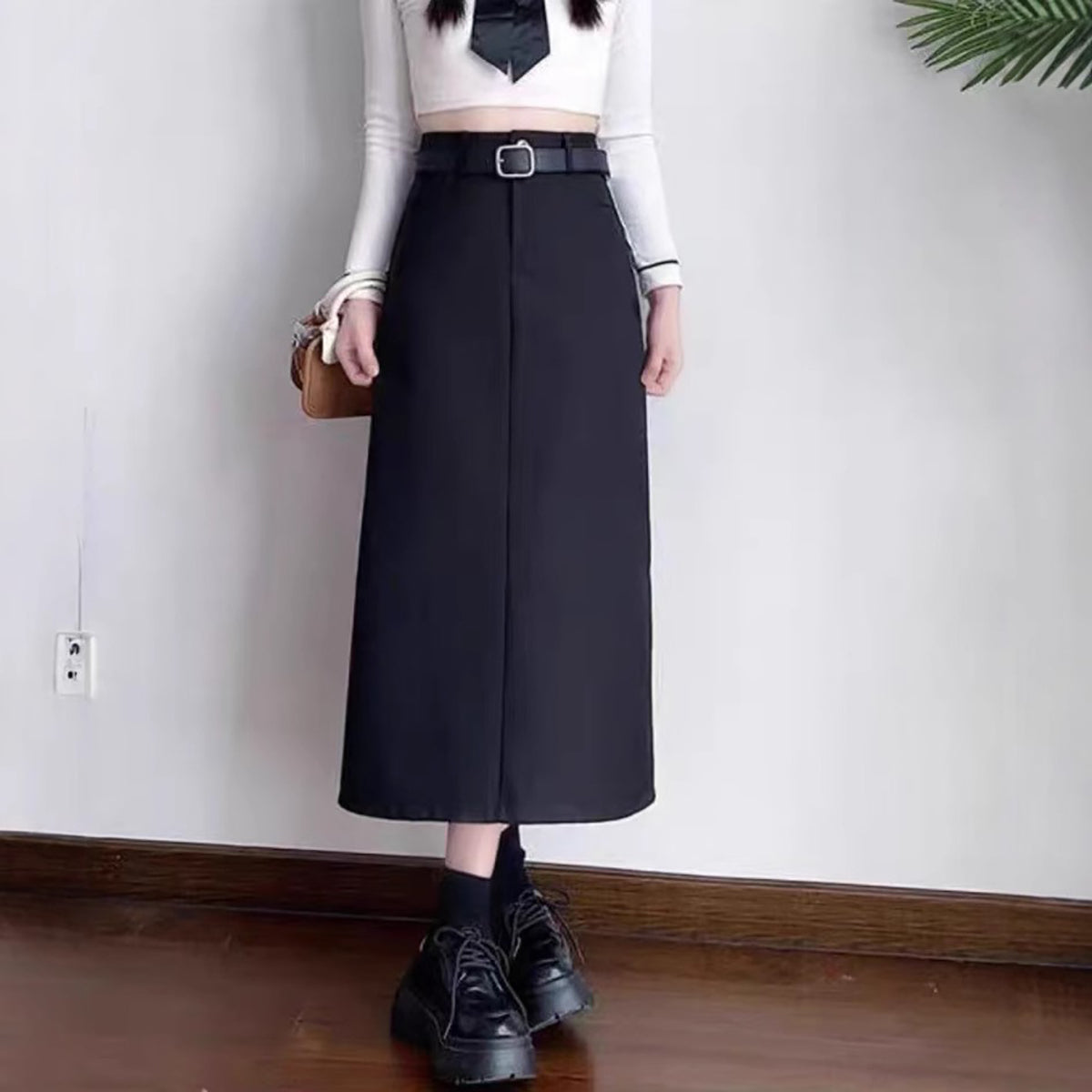 Solid Straight Skirt