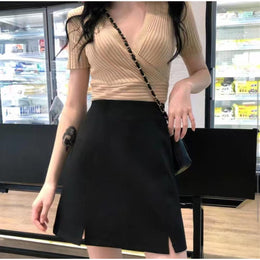 Solid Straight Skirt