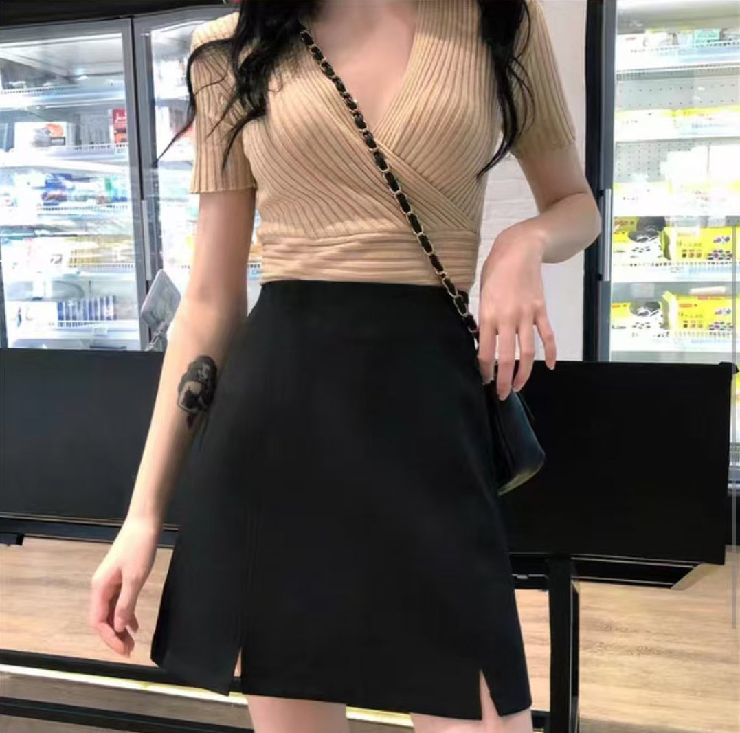 Solid Straight Skirt