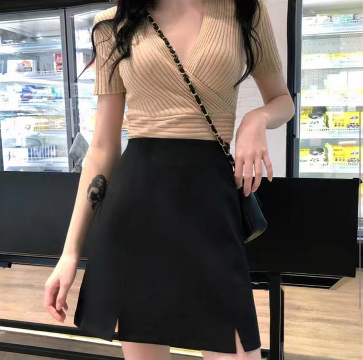 Solid Straight Skirt