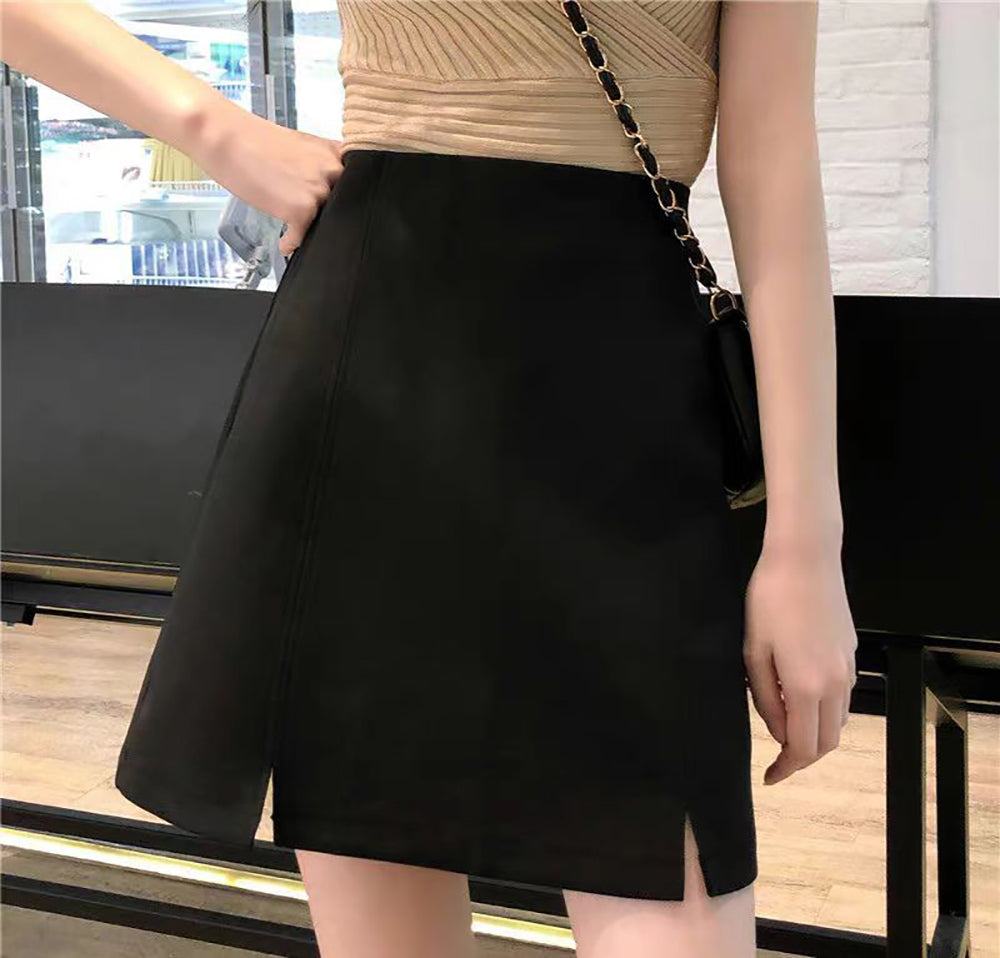Solid Straight Skirt
