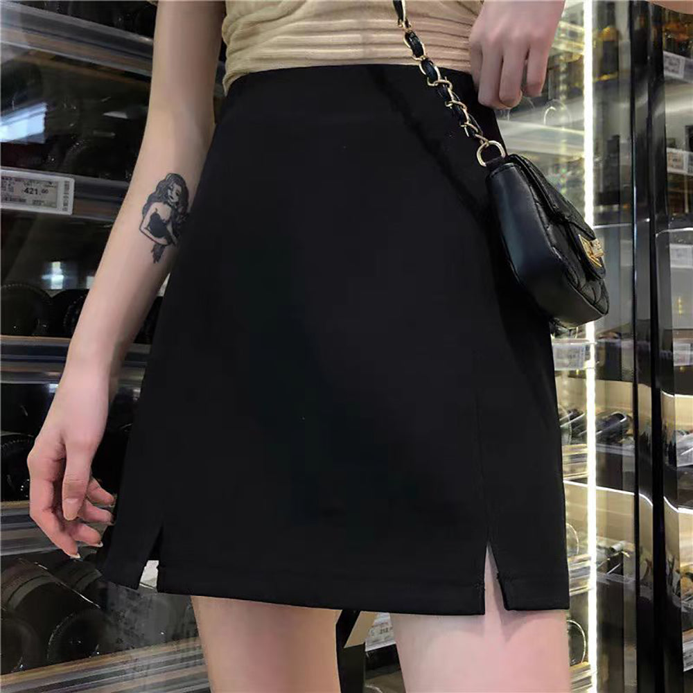 Solid Straight Skirt