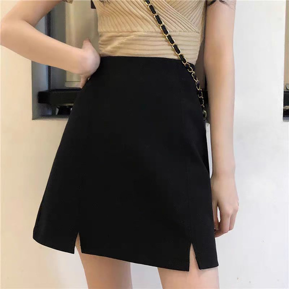 Solid Straight Skirt
