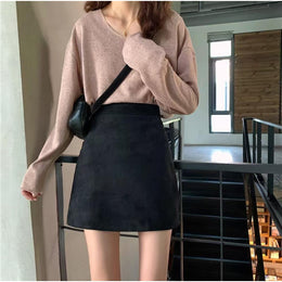 Solid Straight Skirt