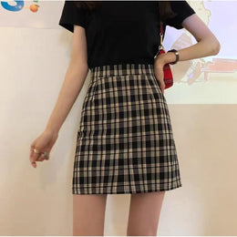 Checked Straight Skirt