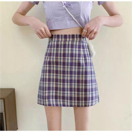 Checked Straight Skirt
