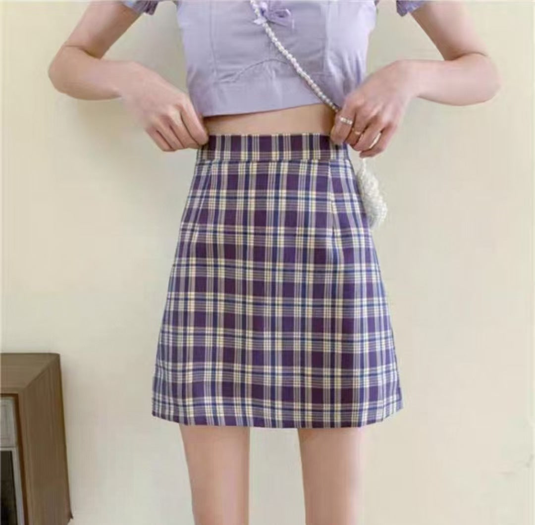 Checked Straight Skirt