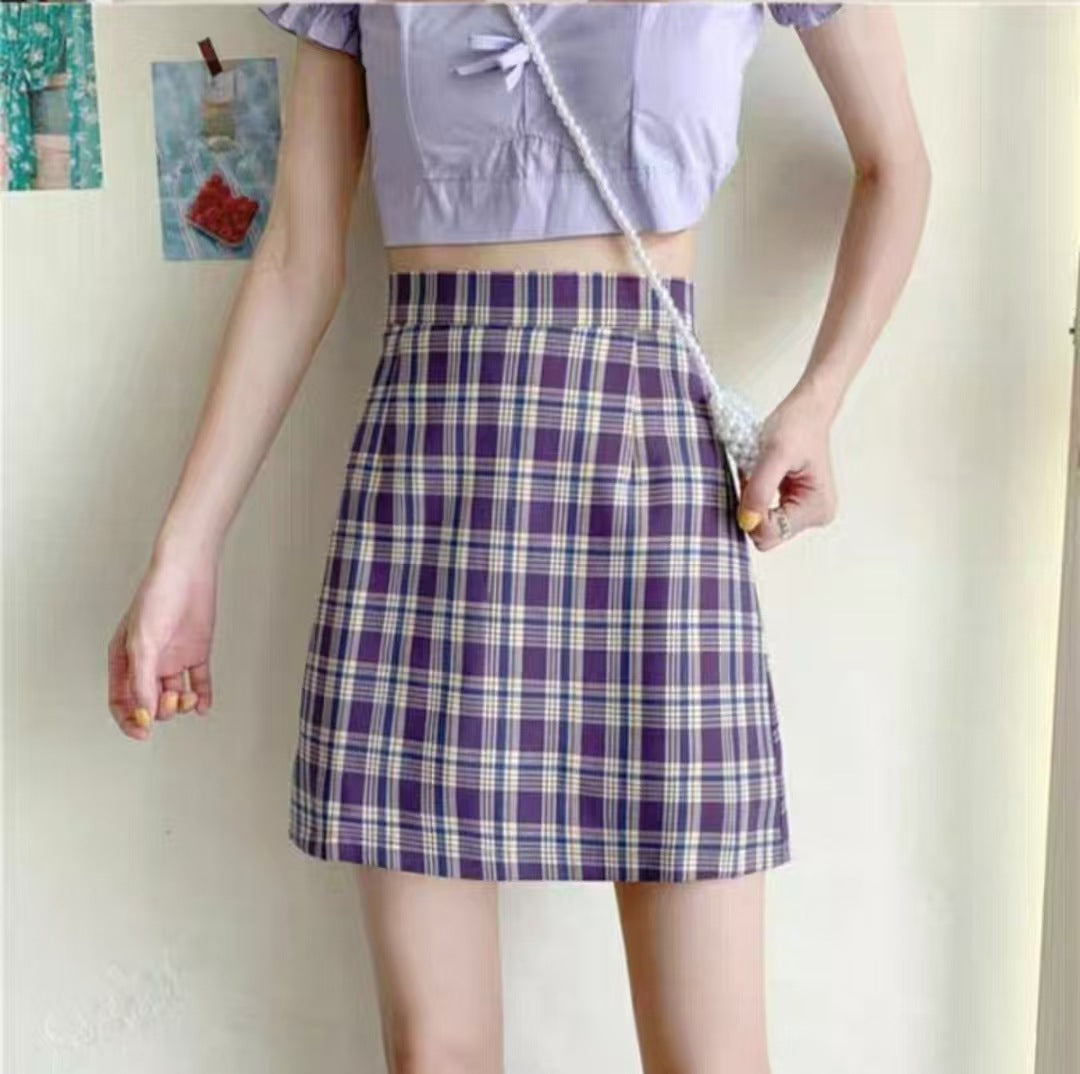 Checked Straight Skirt