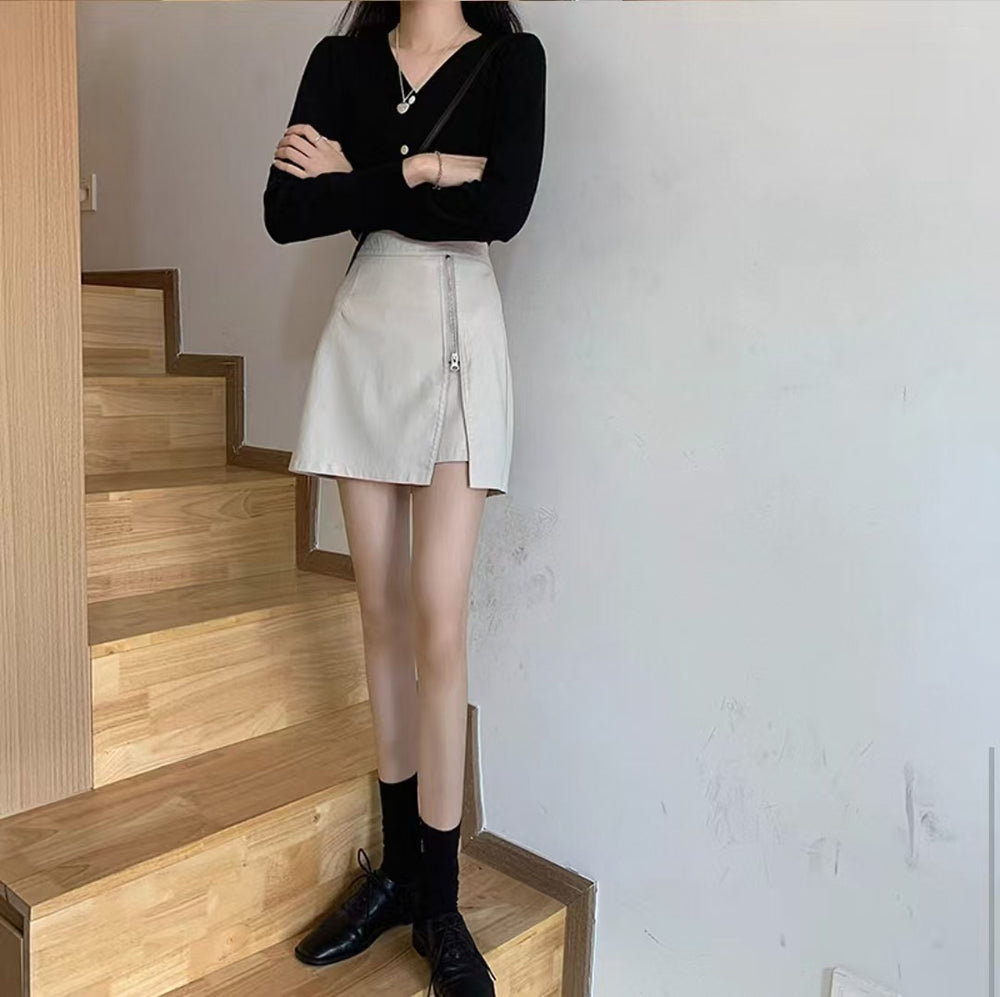 Solid Straight Skirt
