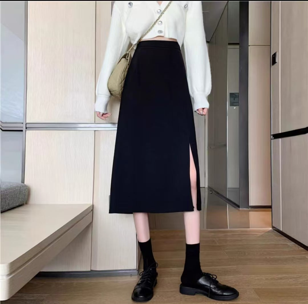 Solid Straight Skirt