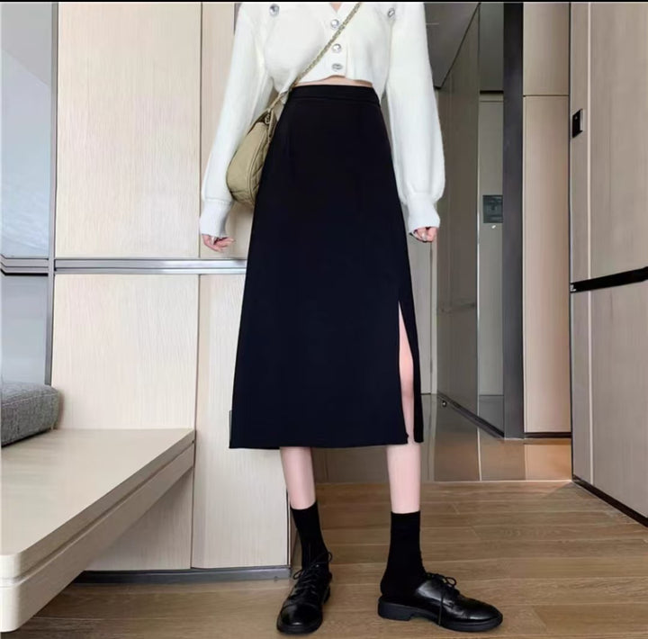 Solid Straight Skirt