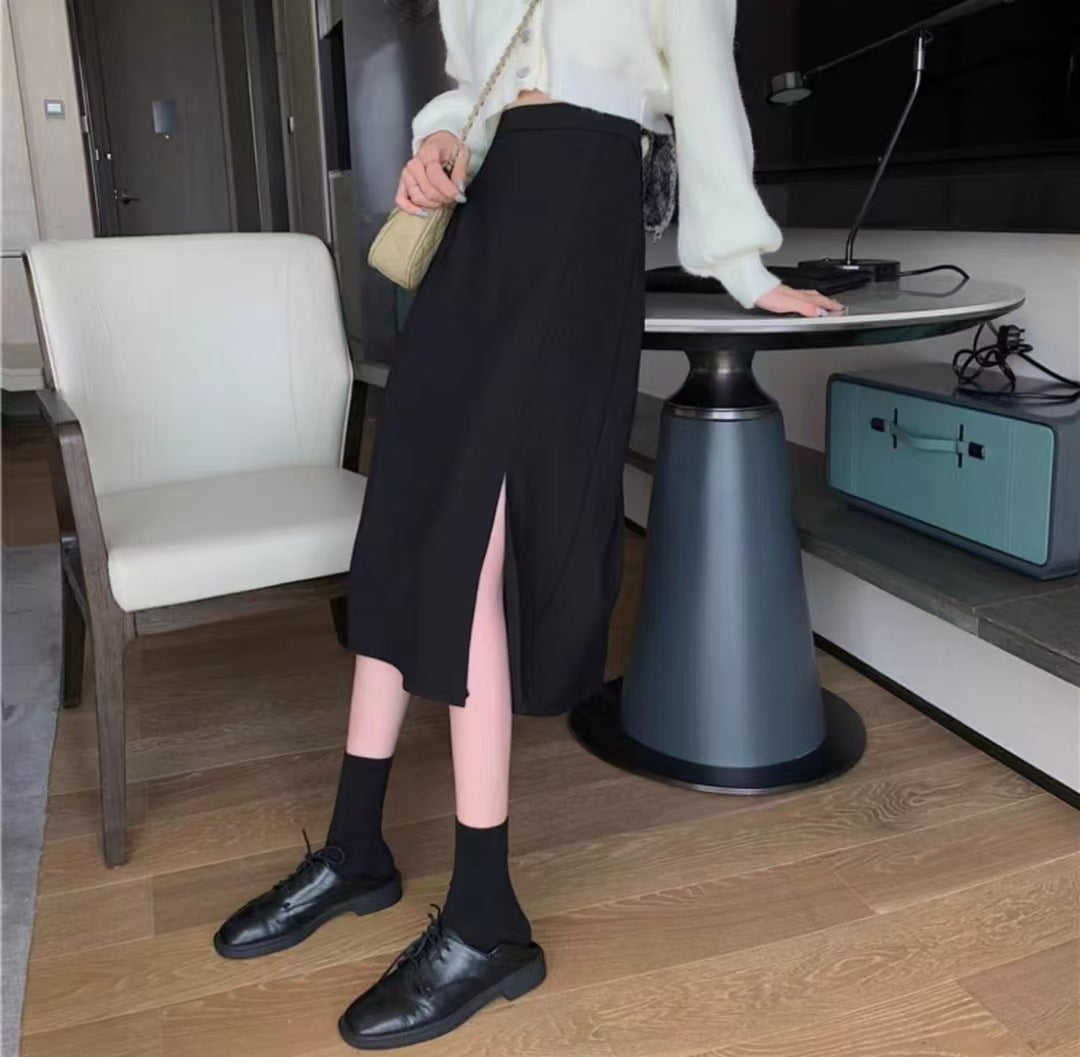Solid Straight Skirt
