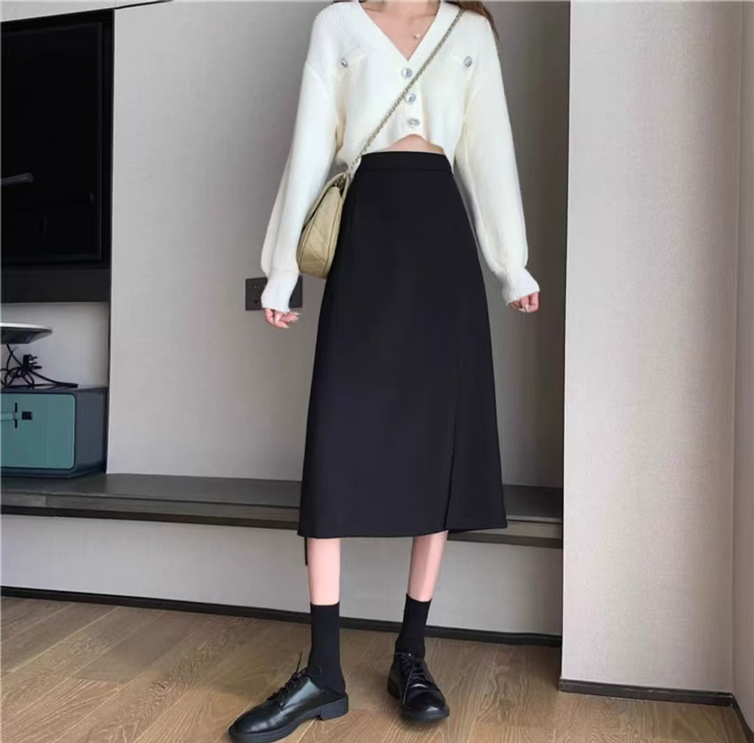 Solid Straight Skirt