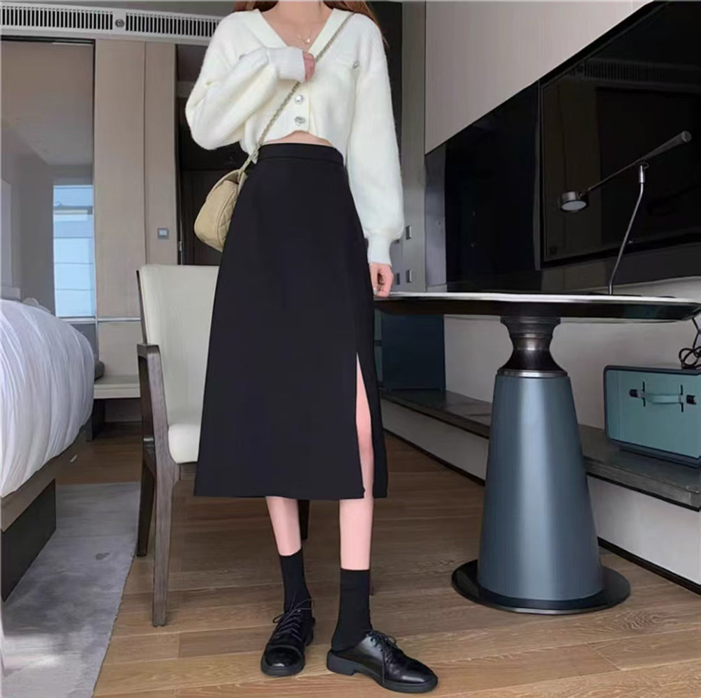 Solid Straight Skirt
