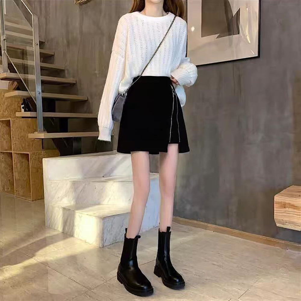 Solid Straight Skirt