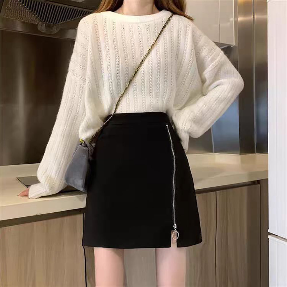 Solid Straight Skirt