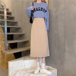 Solid Straight Skirt